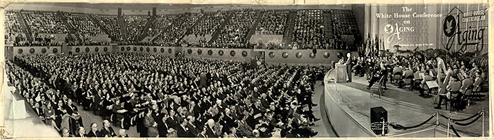 Historic photo: Overarching view of the attendees of the 1961 White House Conference on Aging