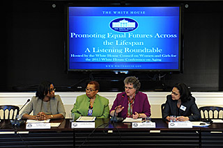 Kathy Greenlee engages with other panelists at the White House Council on Women & Girls Older Women Event on April 24, 2015